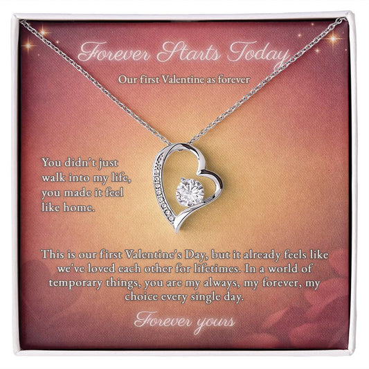 Forever Love Necklace First Valentine Gift for Girlfriend Message Card Jewelry
