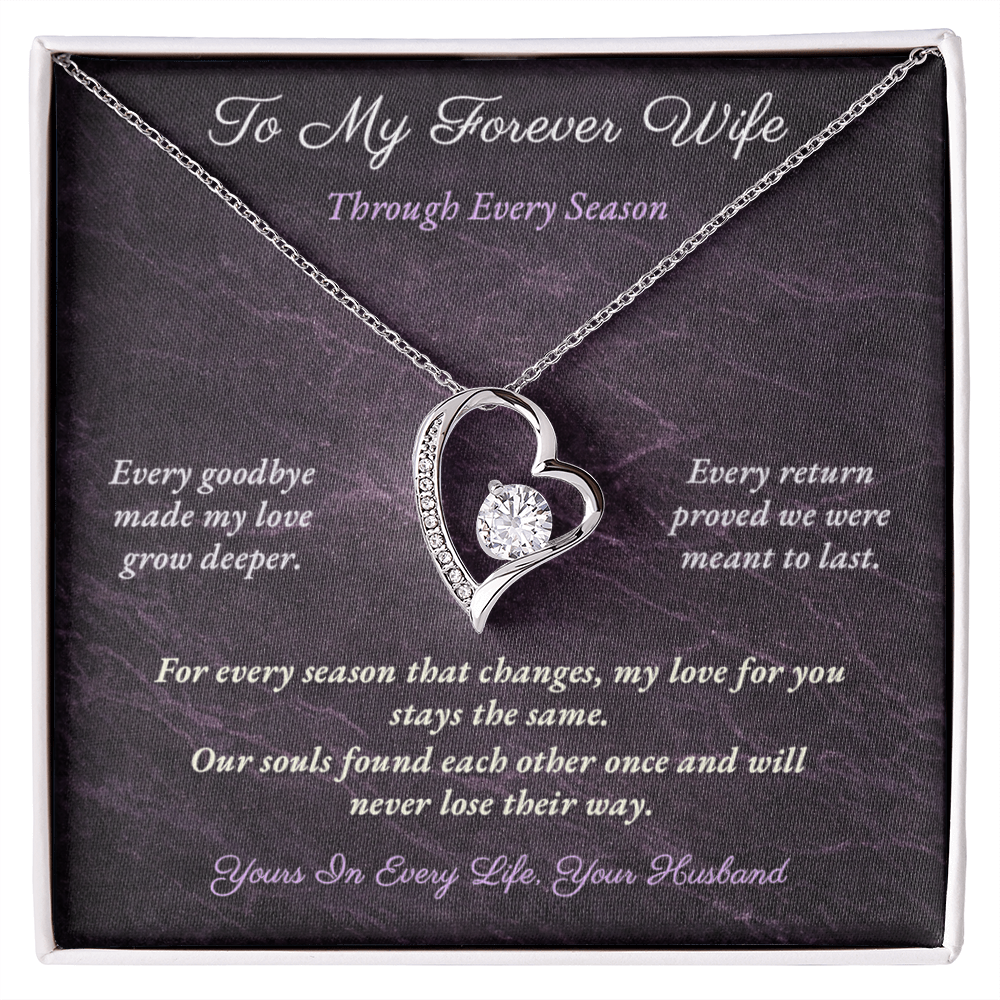 Forever Love Necklace for Military Wife Gift | Message Card | Romantic Heart Jewelry