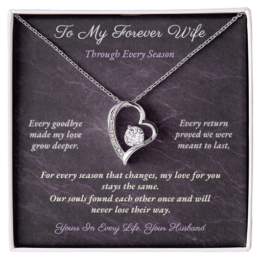 Forever Love Necklace for Military Wife Gift | Message Card | Romantic Heart Jewelry