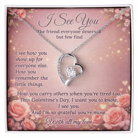 Forever Love Necklace Galentine Gift for Best Friend Message Card Jewelry