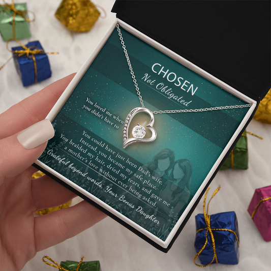 Step Mom Necklace Heartfelt Gift | Message Card | From Bonus Child Heart Pendant