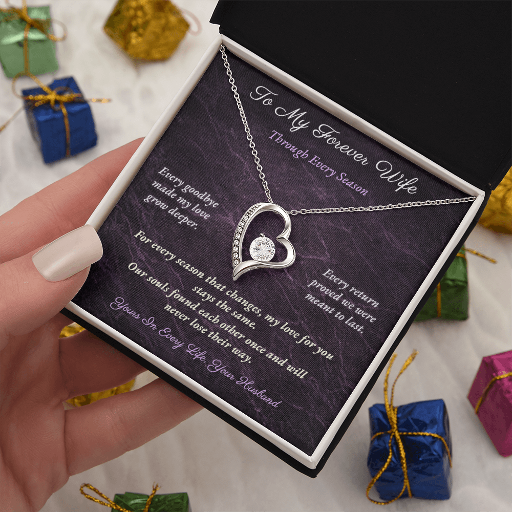 Forever Love Necklace for Military Wife Gift | Message Card | Romantic Heart Jewelry