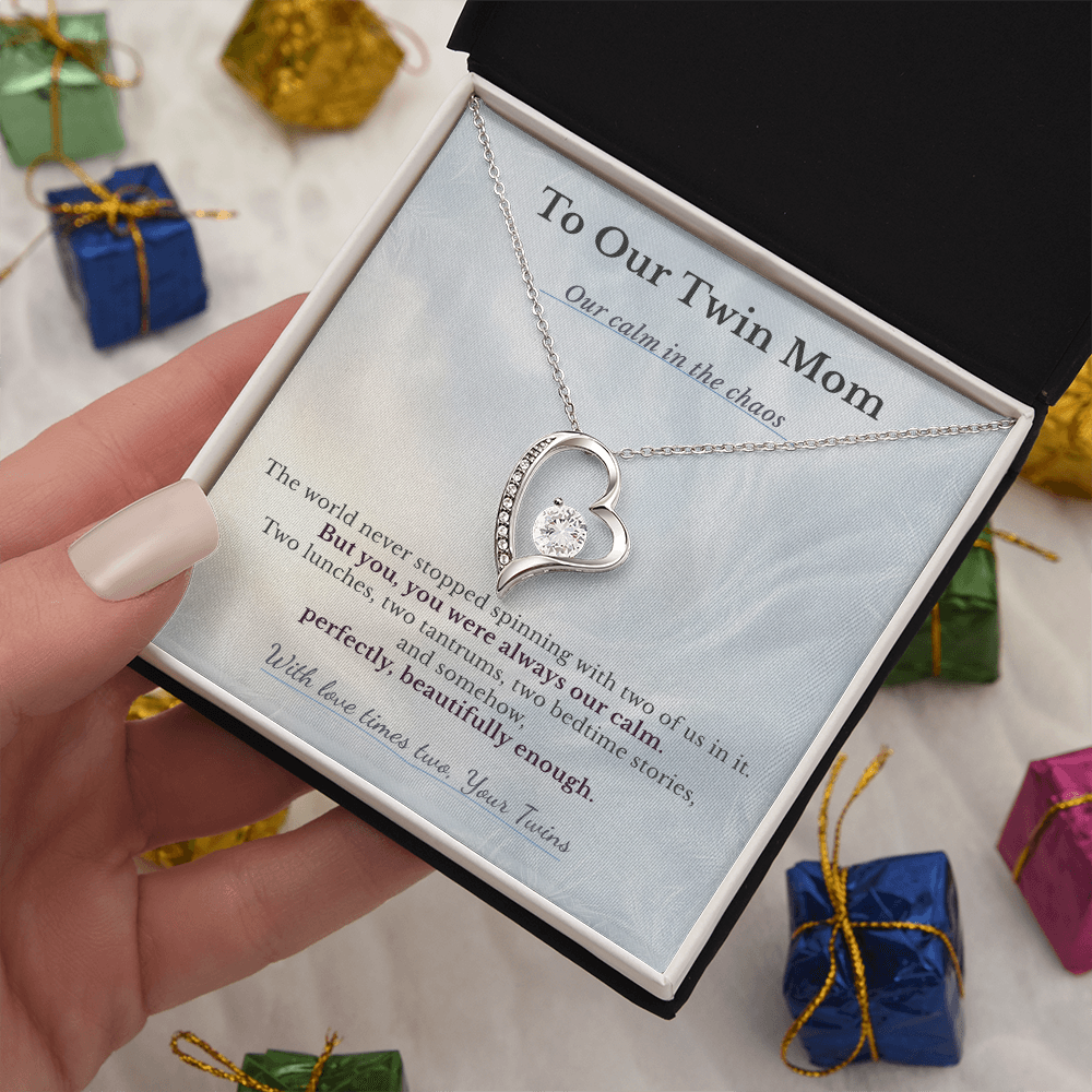 Gift For Twin Mom From Husband | Message Card | Heart Pendant Anniversary Love