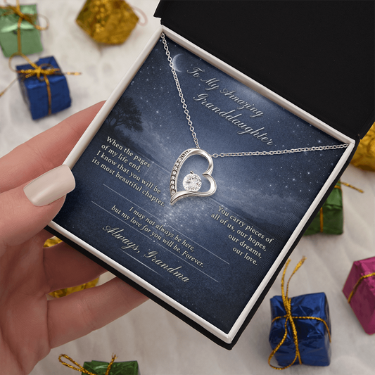 Granddaughter Necklace Gift From Grandma I Love You | Message Card | Heart Pendant