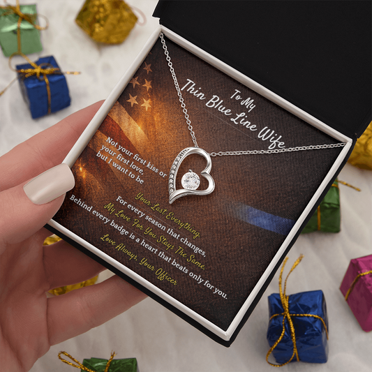 Forever Love Necklace for Police Wife Homecoming Gift | Message Card | Deployment