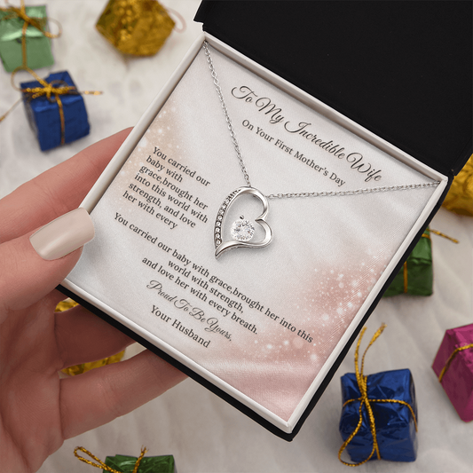 Forever Love Necklace for Wife First Mothers Day Gift | Message Card | Romantic
