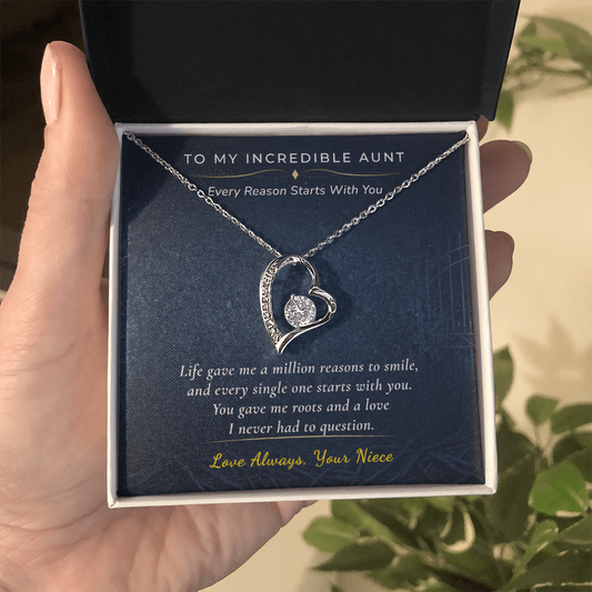 Auntie Necklace Birthday Gift | Best Aunt Ever | Message Card Heart Pendant From Niece