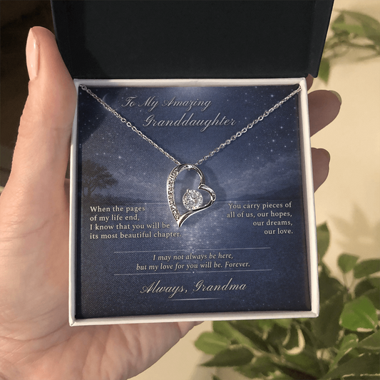 Granddaughter Necklace Gift From Grandma I Love You | Message Card | Heart Pendant