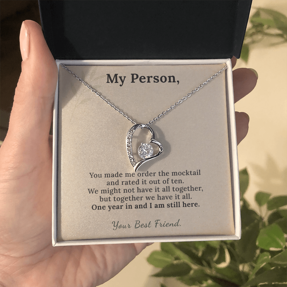 Sober Friend Necklace One Year Sobriety Gift | Message Card | Heart Pendant Keepsake