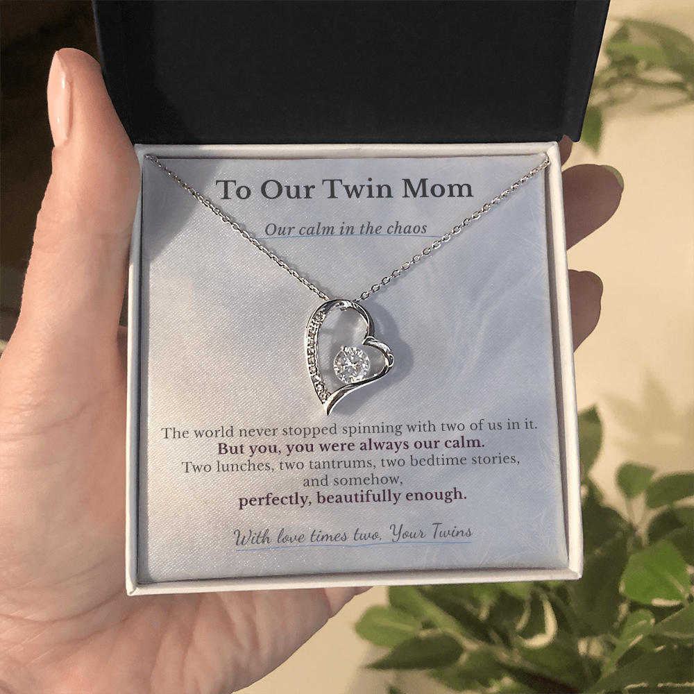 Gift For Twin Mom From Husband | Message Card | Heart Pendant Anniversary Love