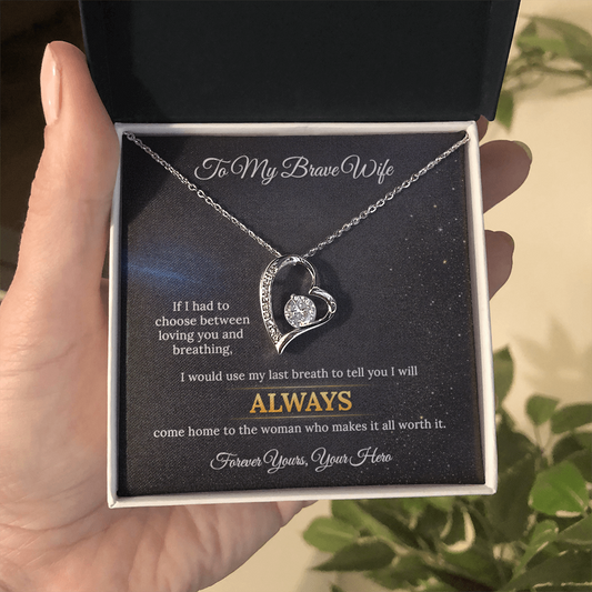 Forever Love Necklace for Police Wife Anniversary Gift | Message Card | Romantic Jewelry
