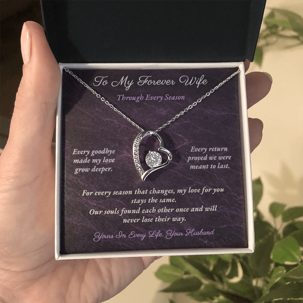 Forever Love Necklace for Military Wife Gift | Message Card | Romantic Heart Jewelry