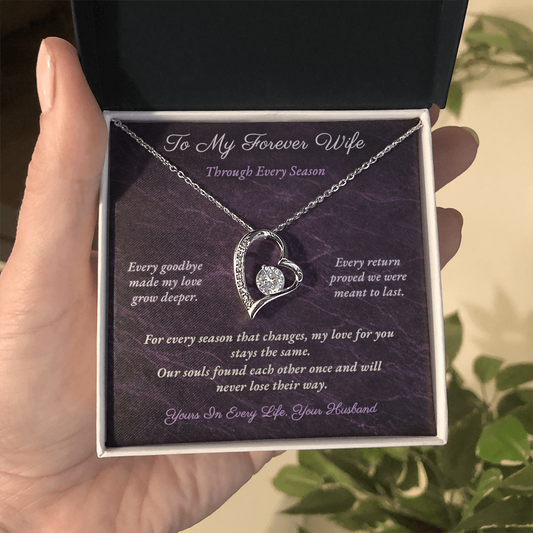 Forever Love Necklace for Military Wife Gift | Message Card | Romantic Heart Jewelry