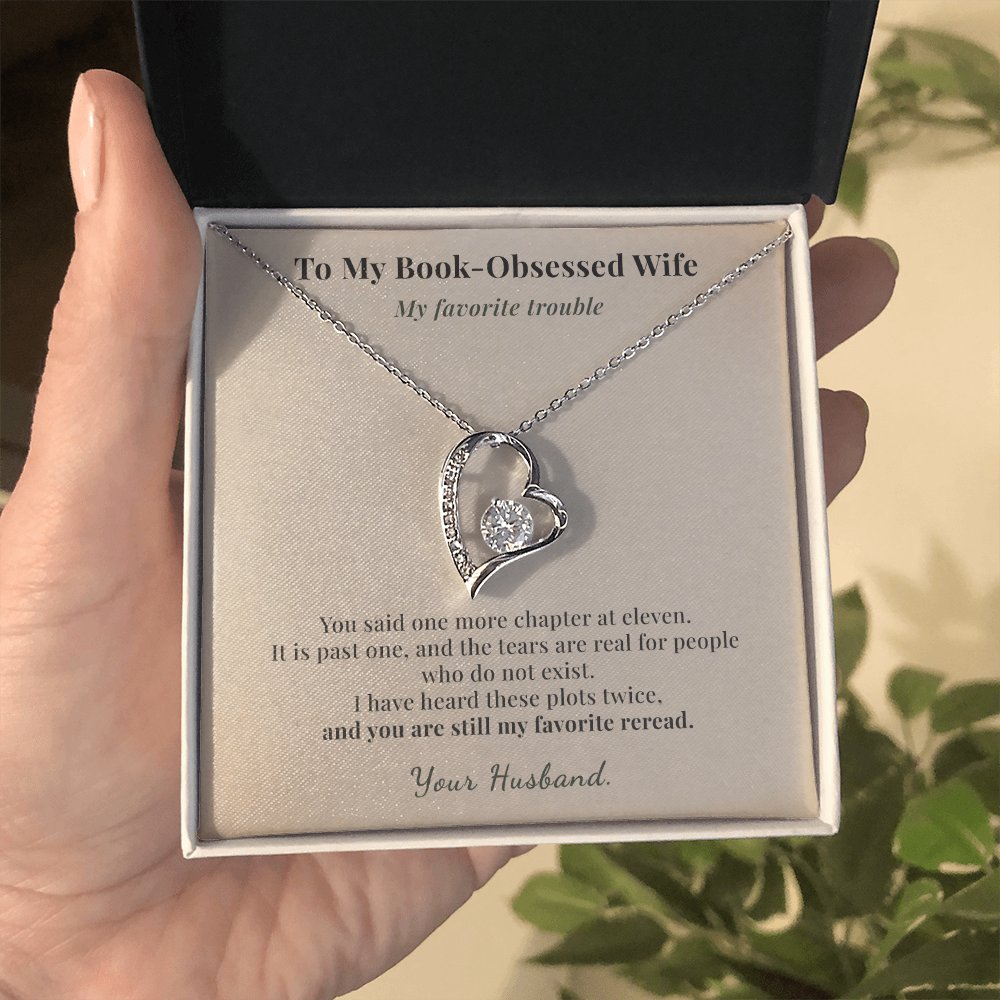 Book Lover Wife Necklace Romantic Gift From Husband | Message Card | Heart Pendant Keepsake