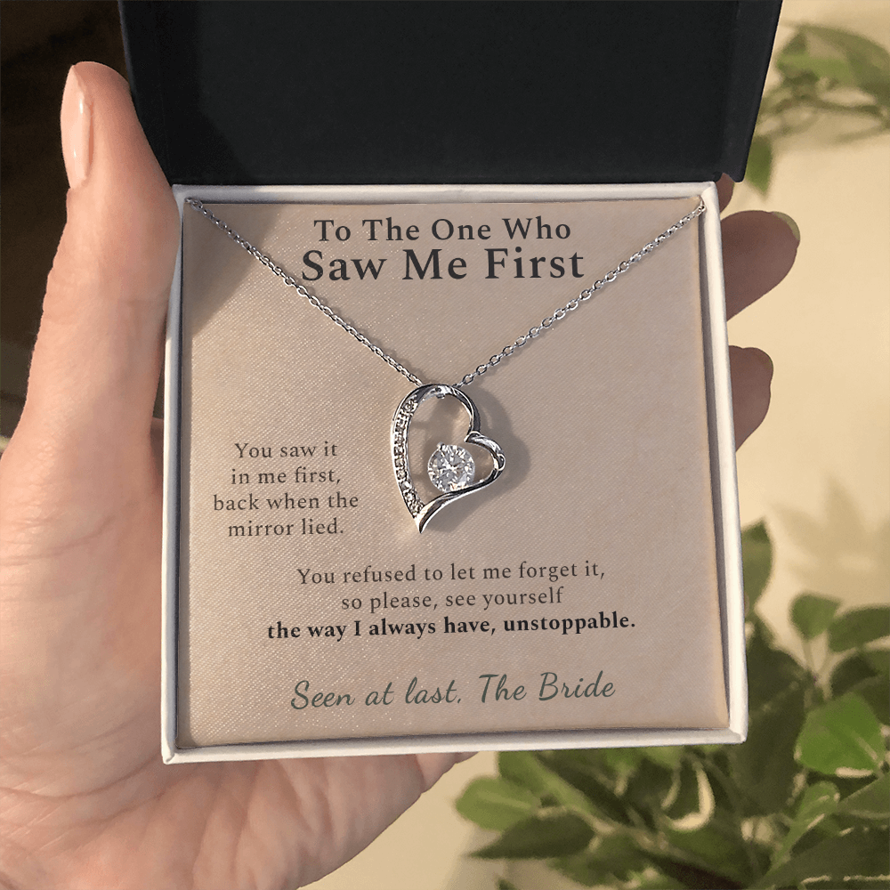 Bridesmaid Necklace Appreciation Gift From Bride | Message Card | Heart Pendant Keepsake