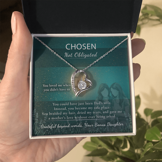 Step Mom Necklace Heartfelt Gift | Message Card | From Bonus Child Heart Pendant