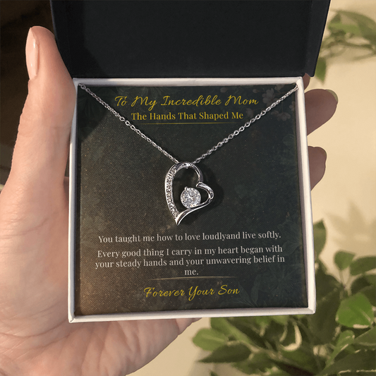 Mom Necklace Heartfelt Gift From Son | Message Card | Heart Pendant
