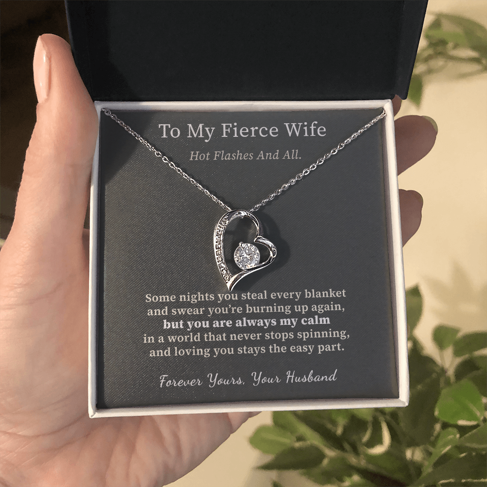 Wife Menopause Necklace Birthday Gift From Husband | Message Card | Heart Pendant Hot Flash Humor