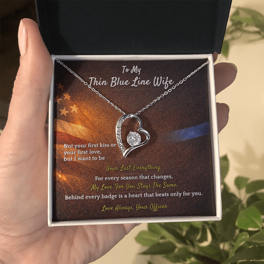 Forever Love Necklace for Police Wife Homecoming Gift | Message Card | Deployment