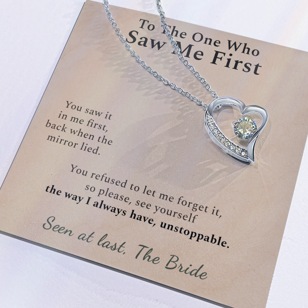 Bridesmaid Necklace Appreciation Gift From Bride | Message Card | Heart Pendant Keepsake