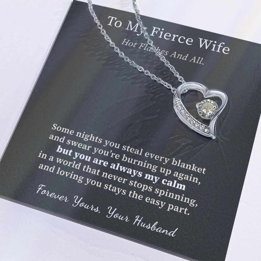 Wife Menopause Necklace Birthday Gift From Husband | Message Card | Heart Pendant Hot Flash Humor
