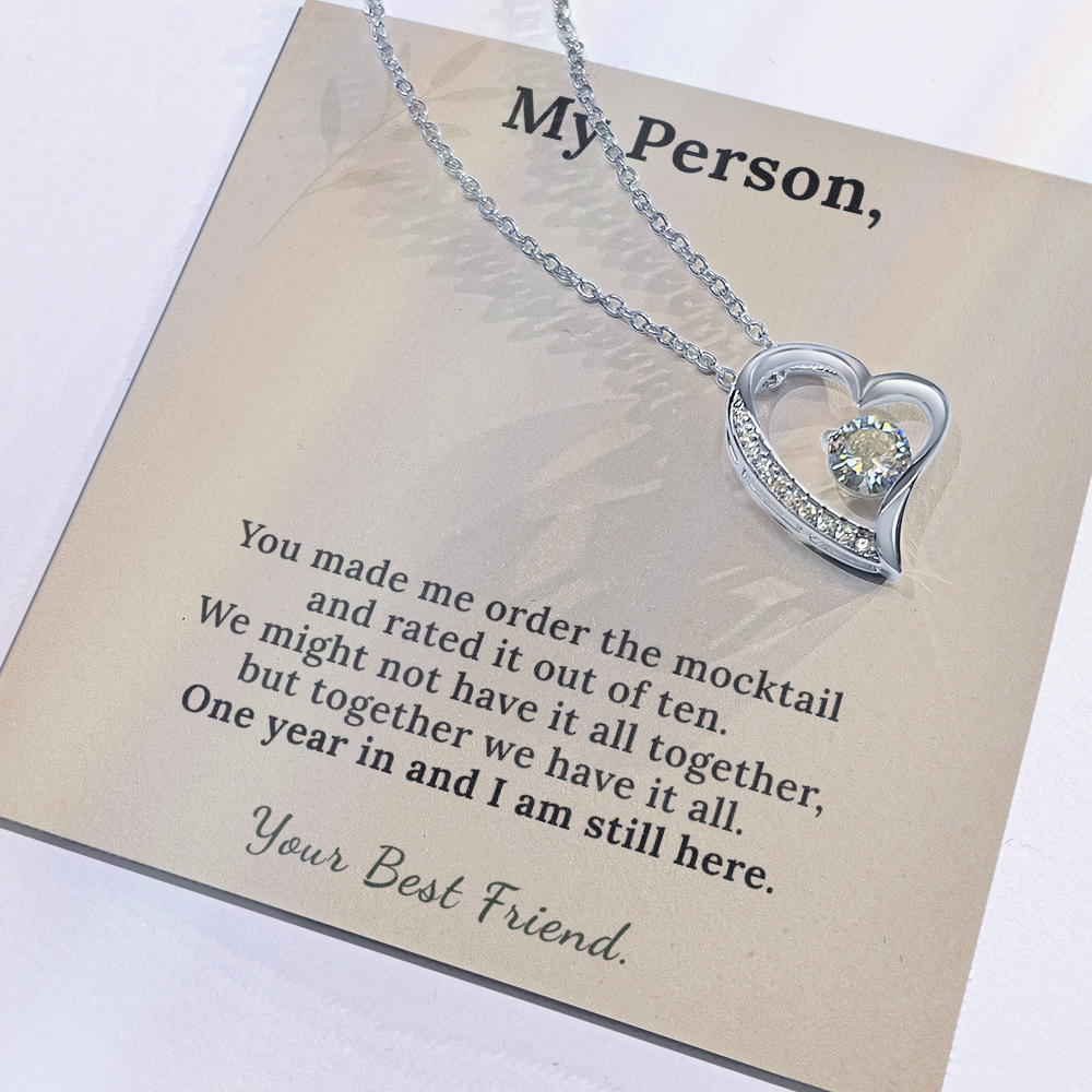 Sober Friend Necklace One Year Sobriety Gift | Message Card | Heart Pendant Keepsake