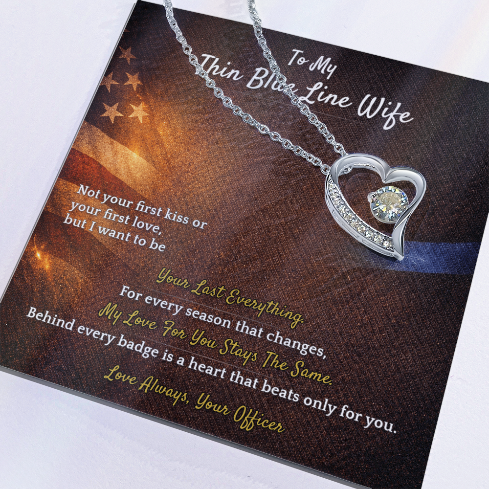 Forever Love Necklace for Police Wife Homecoming Gift | Message Card | Deployment