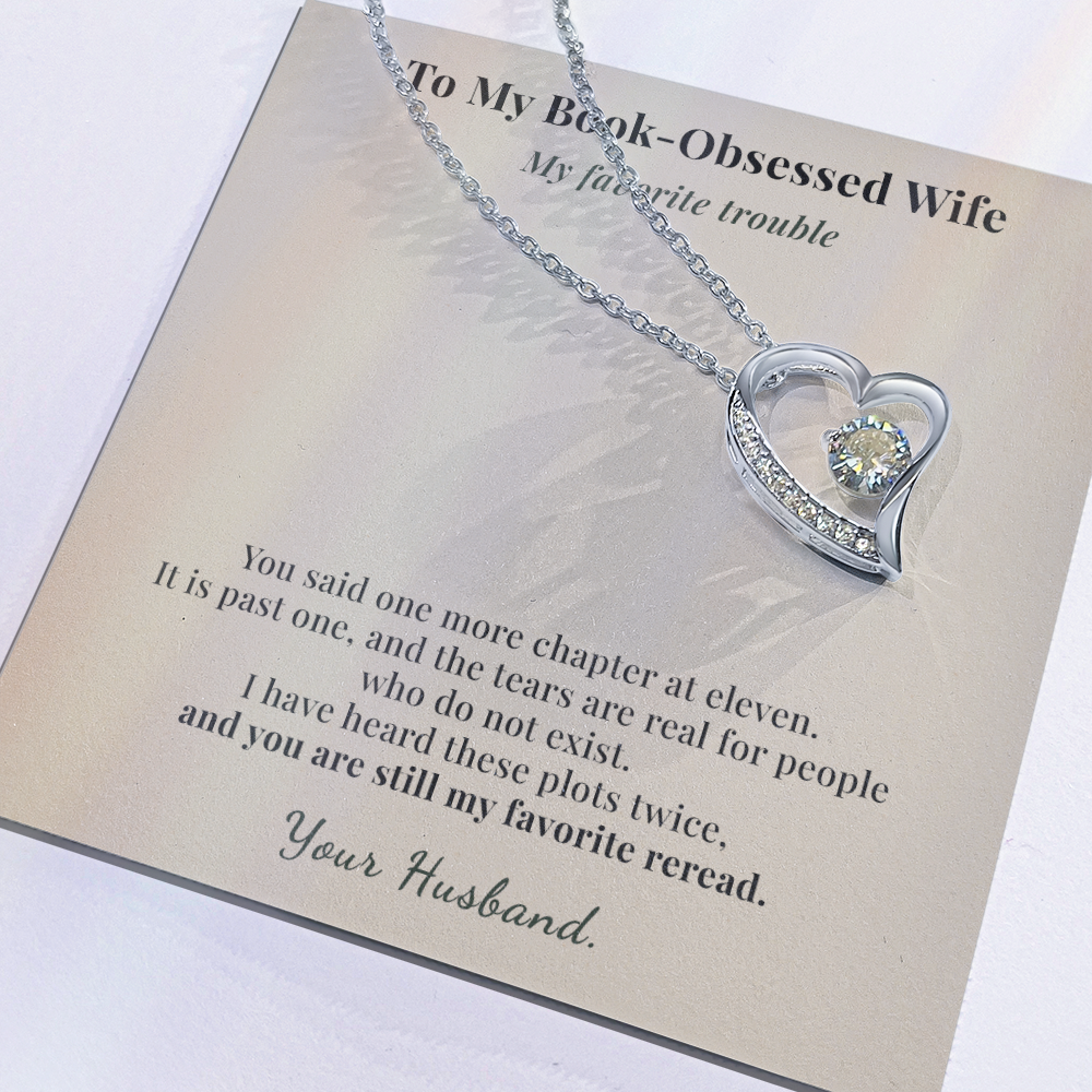 Book Lover Wife Necklace Romantic Gift From Husband | Message Card | Heart Pendant Keepsake
