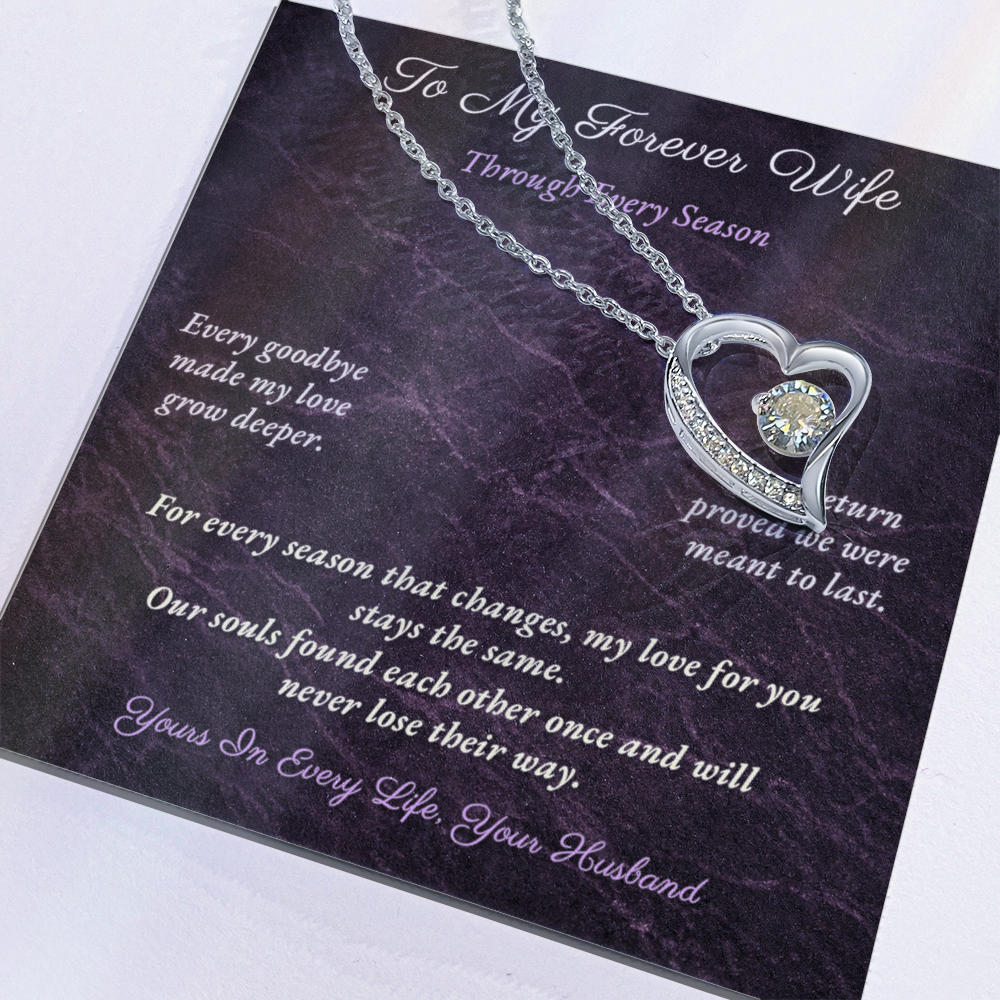 Forever Love Necklace for Military Wife Gift | Message Card | Romantic Heart Jewelry