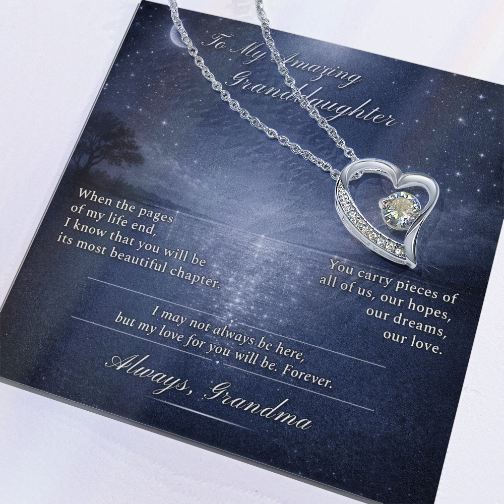 Granddaughter Necklace Gift From Grandma I Love You | Message Card | Heart Pendant