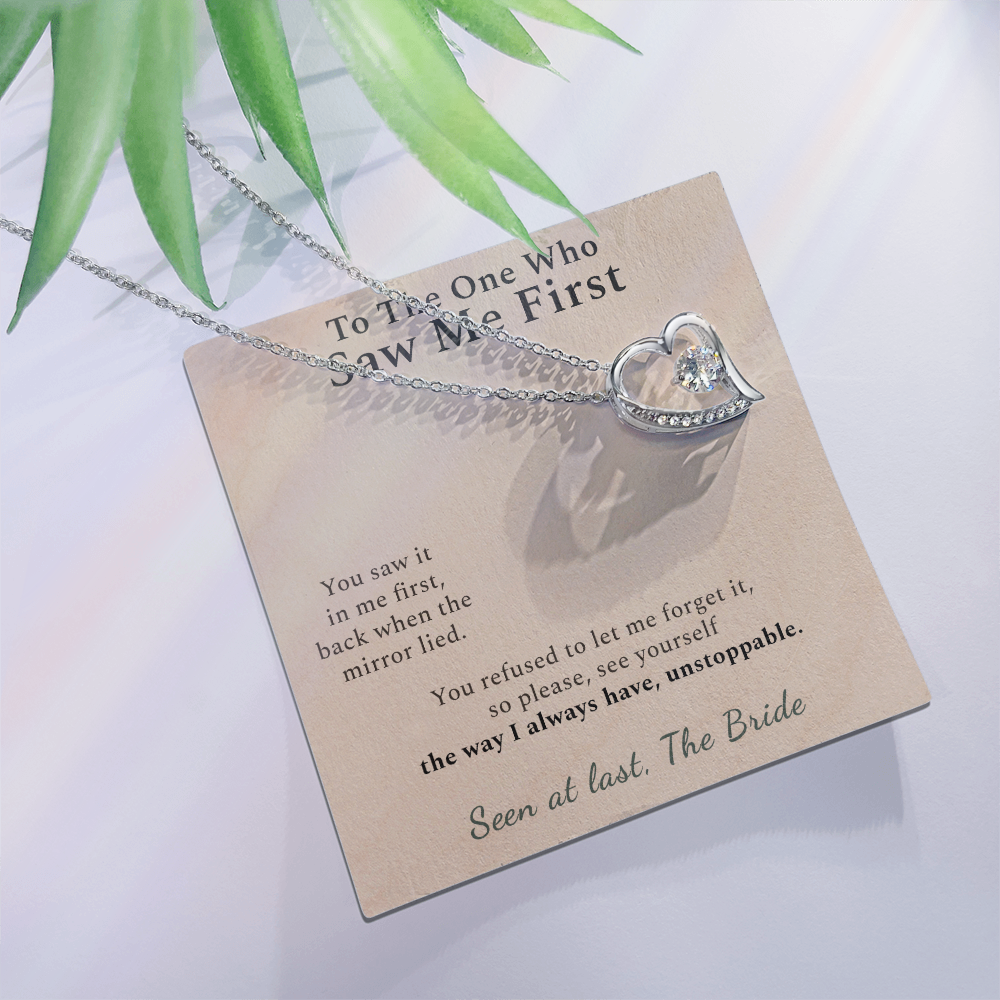 Bridesmaid Necklace Appreciation Gift From Bride | Message Card | Heart Pendant Keepsake