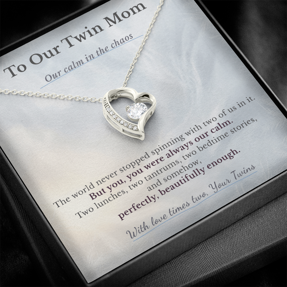 Gift For Twin Mom From Husband | Message Card | Heart Pendant Anniversary Love
