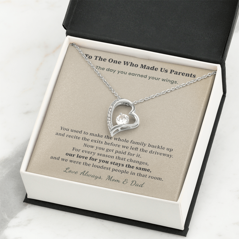 Daughter Flight Attendant Necklace Graduation Gift From Parents | Message Card | Heart Pendant Wings