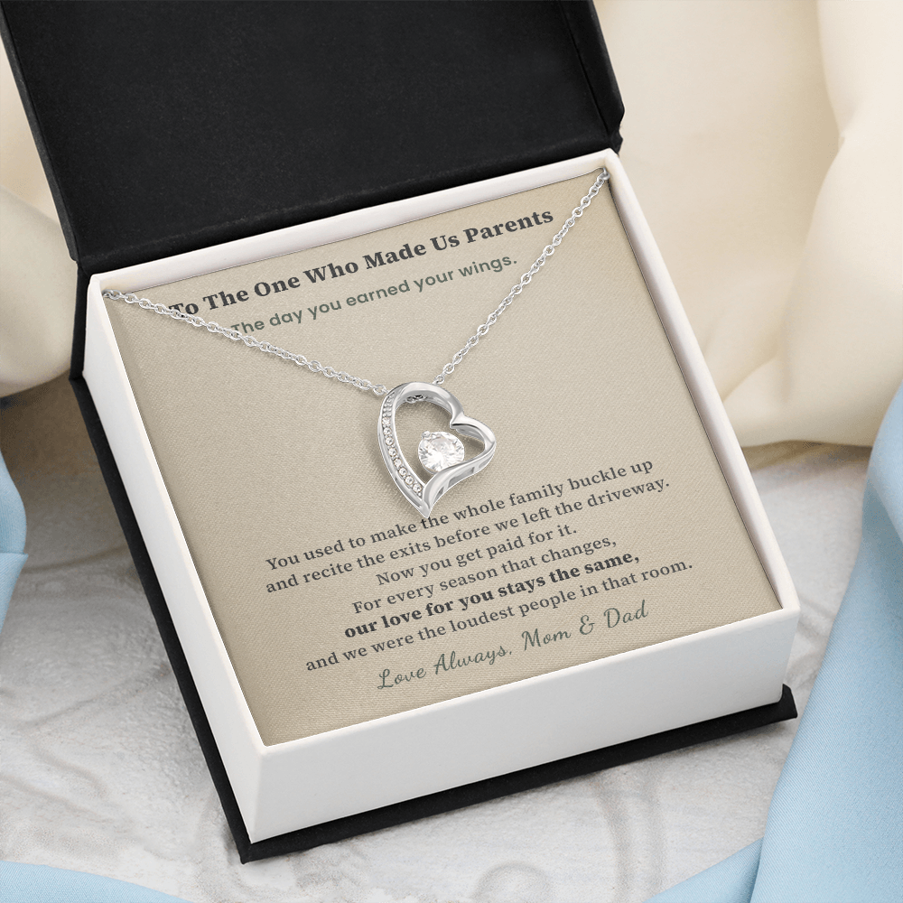Daughter Flight Attendant Necklace Graduation Gift From Parents | Message Card | Heart Pendant Wings