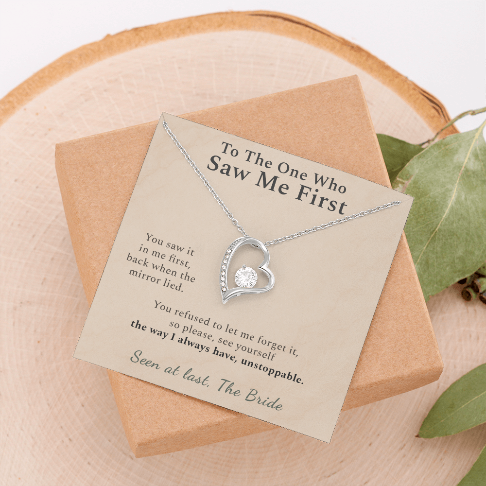 Bridesmaid Necklace Appreciation Gift From Bride | Message Card | Heart Pendant Keepsake