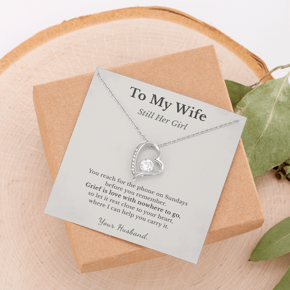 Motherless Daughter Necklace Sympathy Gift From Husband | Message Card | Heart Pendant Keepsake