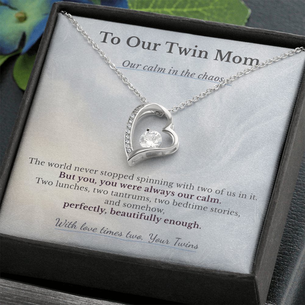 Gift For Twin Mom From Husband | Message Card | Heart Pendant Anniversary Love