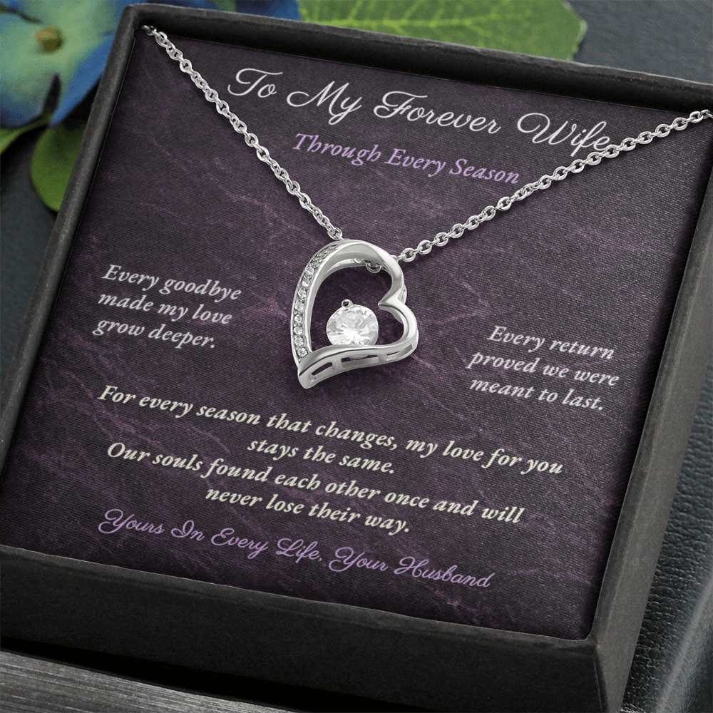 Forever Love Necklace for Military Wife Gift | Message Card | Romantic Heart Jewelry