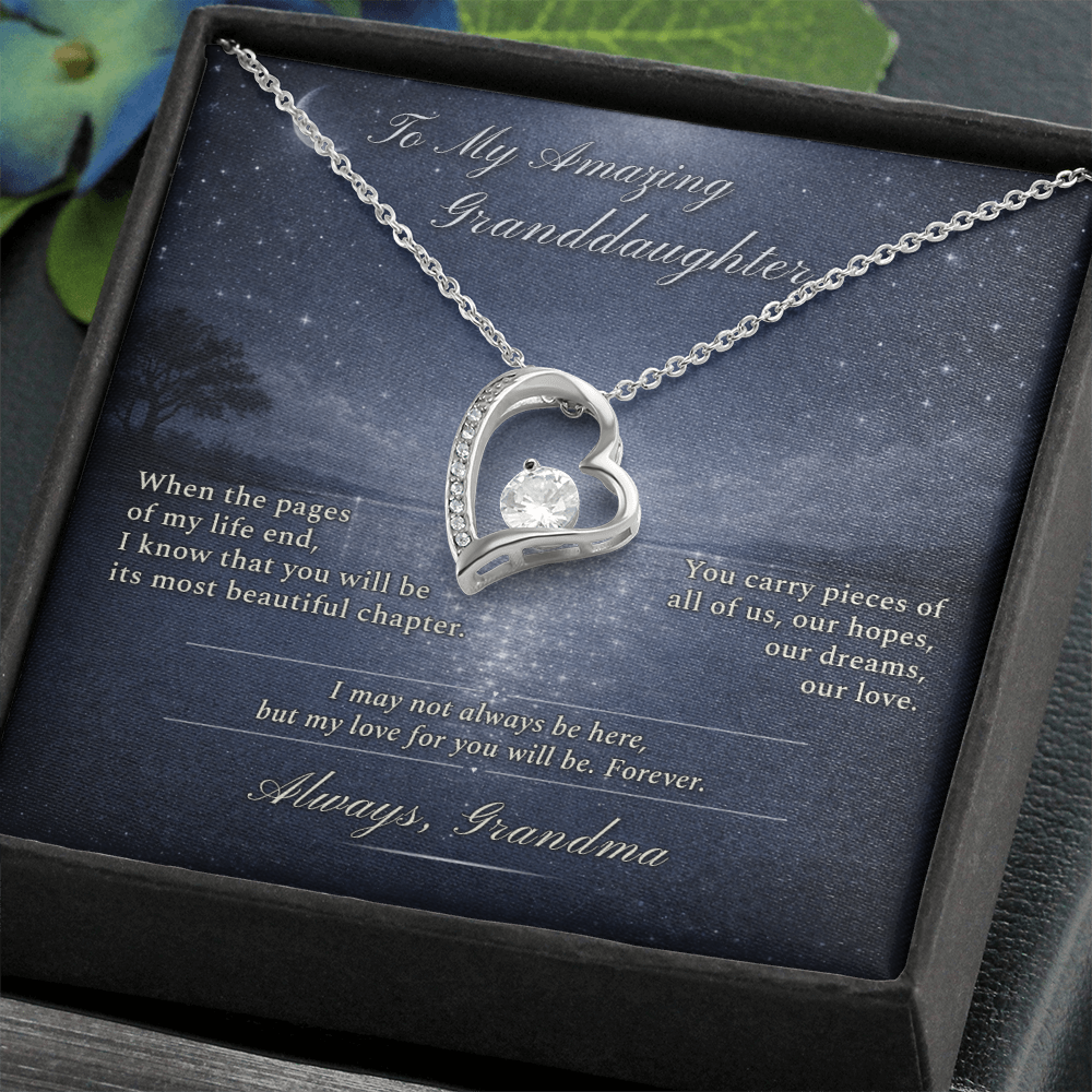 Granddaughter Necklace Gift From Grandma I Love You | Message Card | Heart Pendant