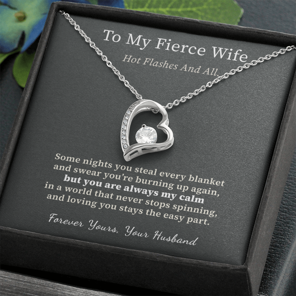 Wife Menopause Necklace Birthday Gift From Husband | Message Card | Heart Pendant Hot Flash Humor