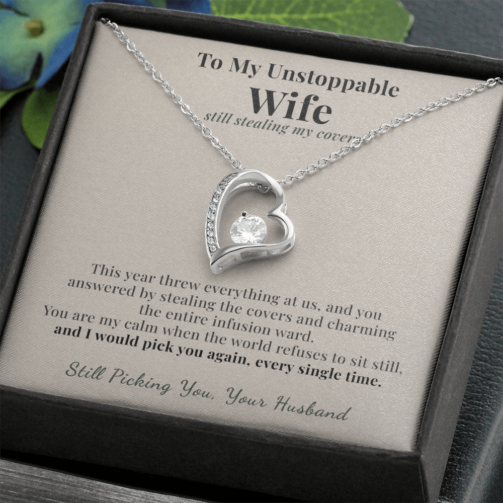 Breast Cancer Survivor Wife Necklace Encouragement Gift From Husband | Message Card | Heart Pendant