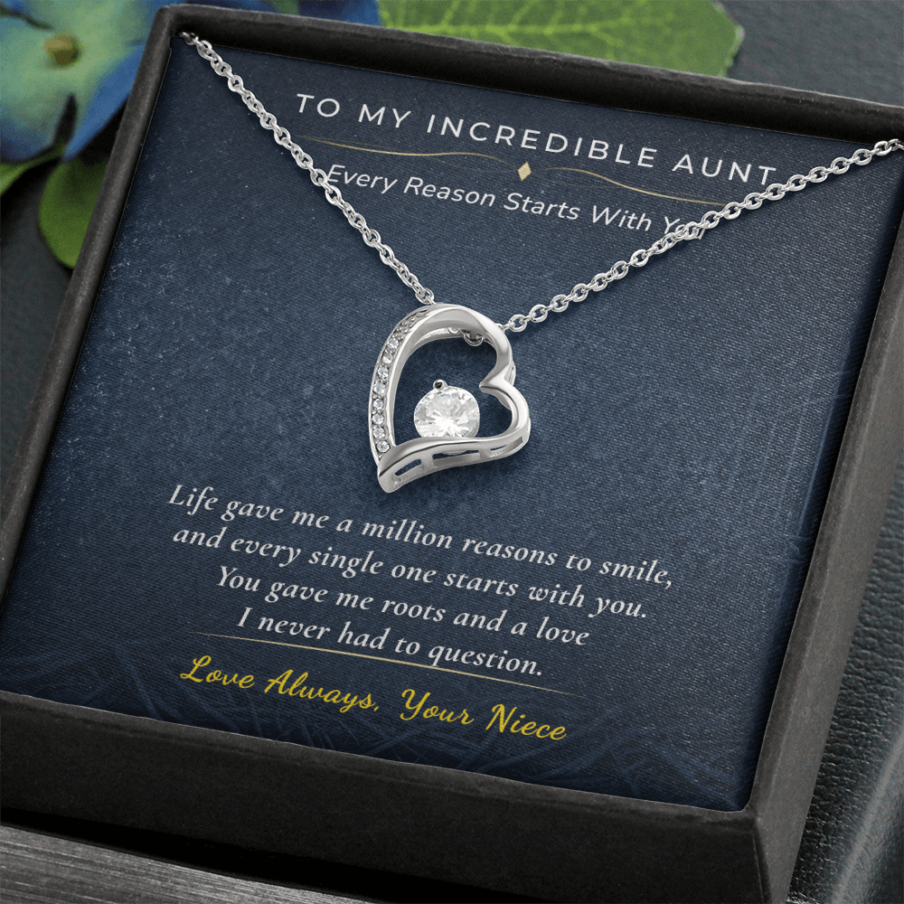 Auntie Necklace Birthday Gift | Best Aunt Ever | Message Card Heart Pendant From Niece
