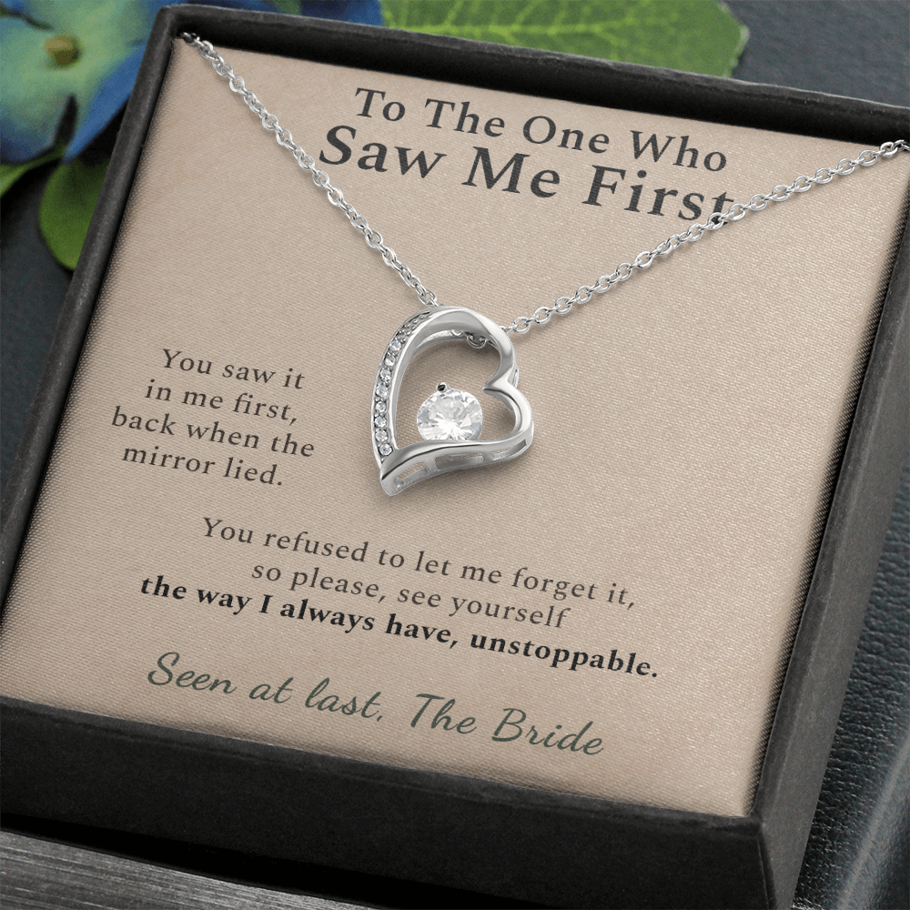 Bridesmaid Necklace Appreciation Gift From Bride | Message Card | Heart Pendant Keepsake