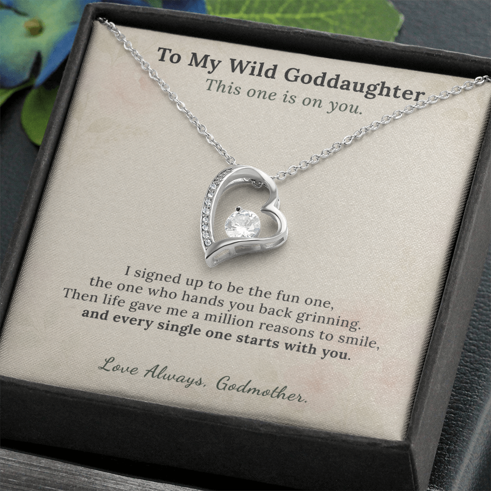 Goddaughter Necklace Birthday Gift From Godmother | Message Card | Heart Pendant