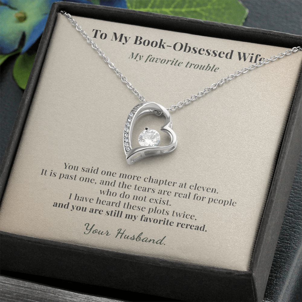 Book Lover Wife Necklace Romantic Gift From Husband | Message Card | Heart Pendant Keepsake