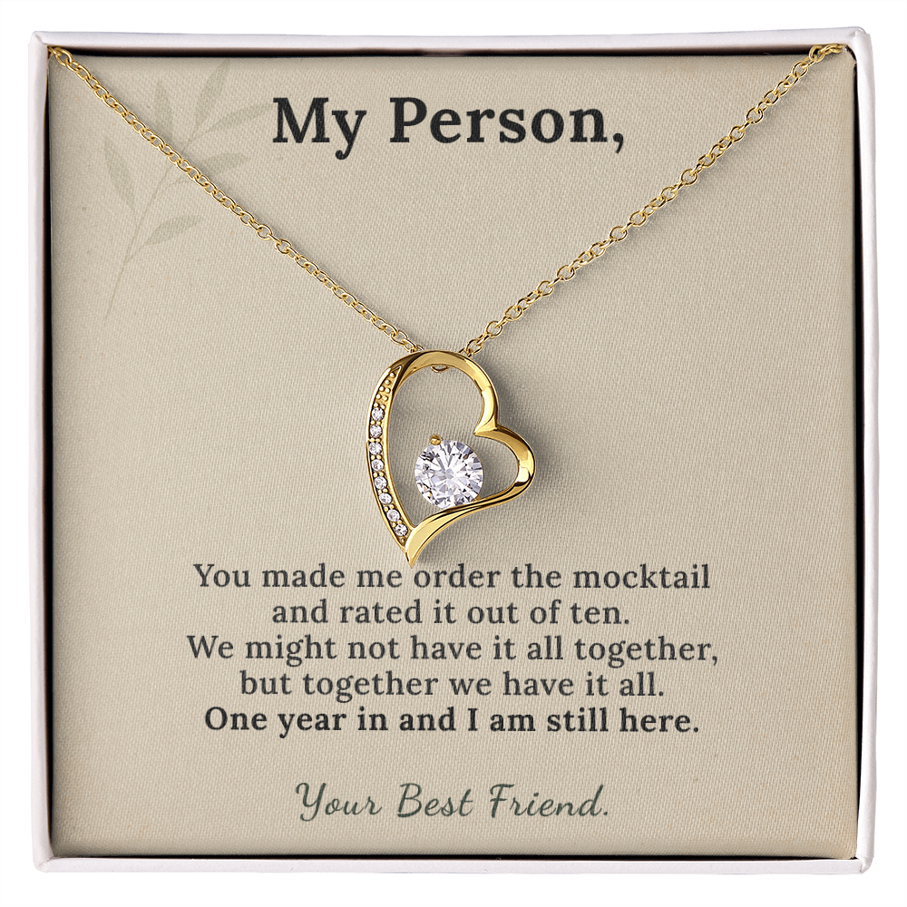 Sober Friend Necklace One Year Sobriety Gift | Message Card | Heart Pendant Keepsake