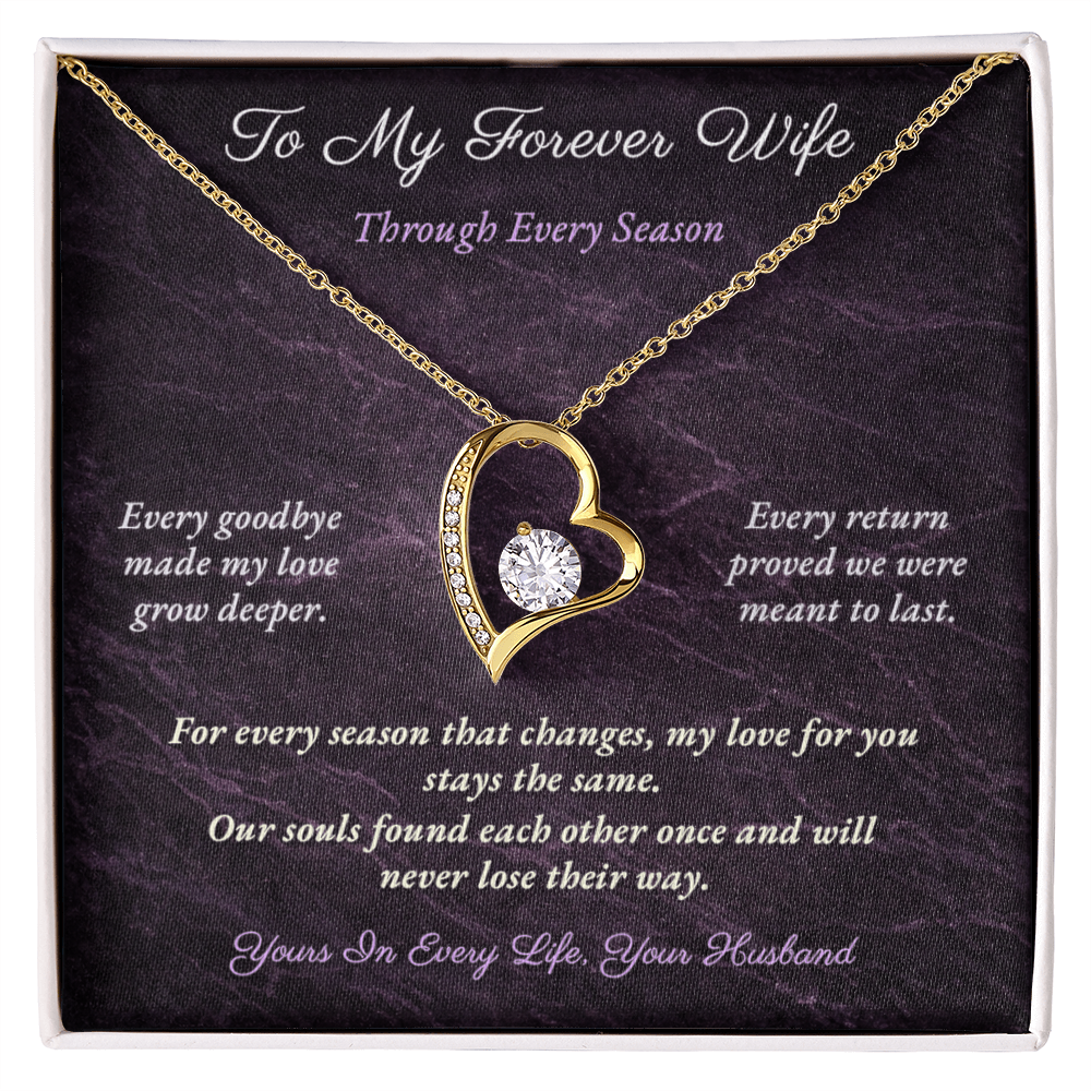 Forever Love Necklace for Military Wife Gift | Message Card | Romantic Heart Jewelry