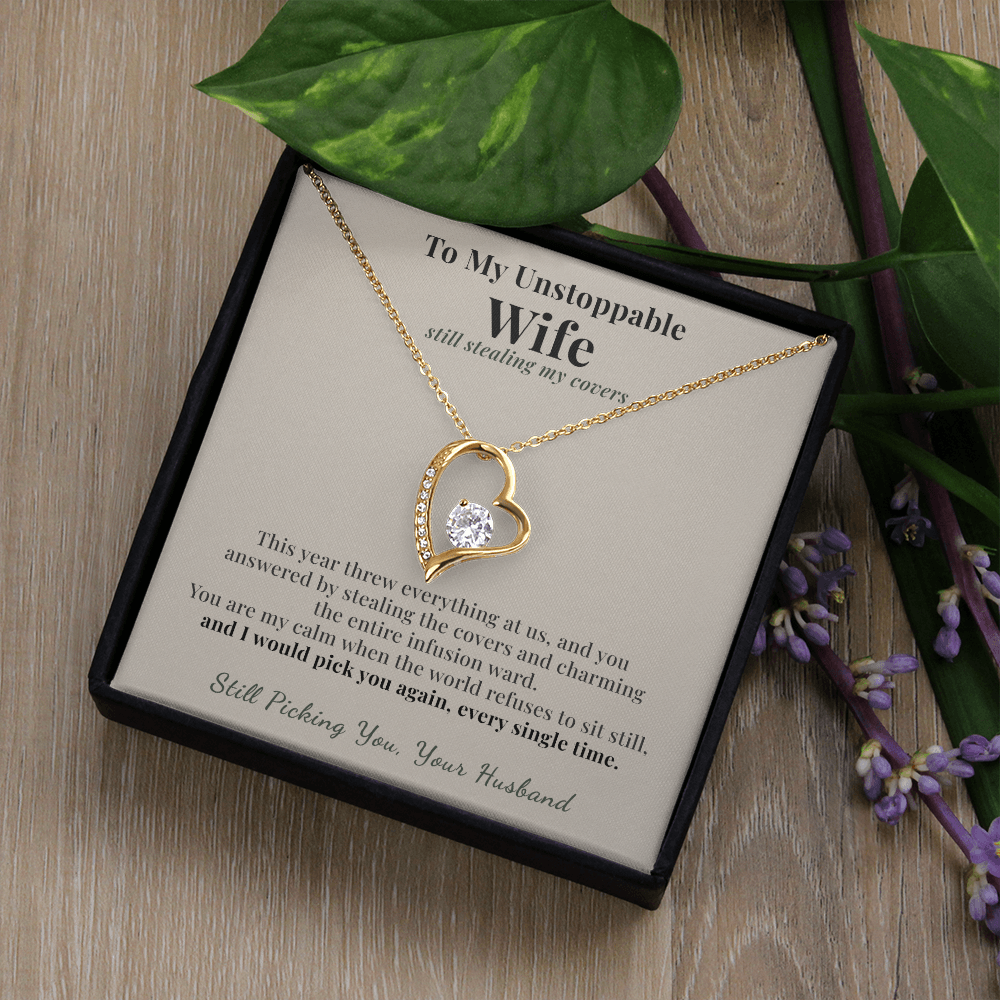 Breast Cancer Survivor Wife Necklace Encouragement Gift From Husband | Message Card | Heart Pendant