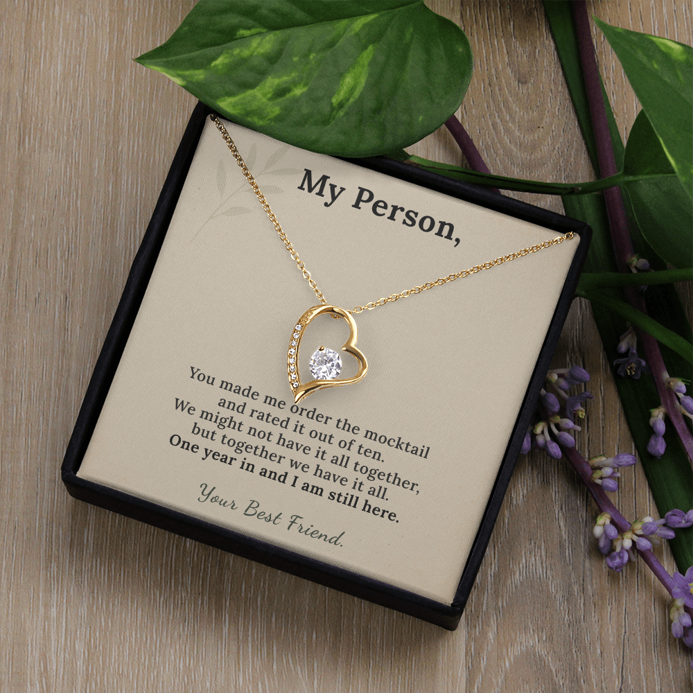 Sober Friend Necklace One Year Sobriety Gift | Message Card | Heart Pendant Keepsake