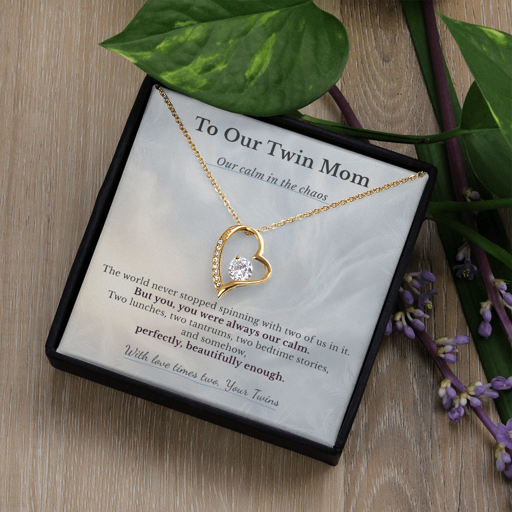 Gift For Twin Mom From Husband | Message Card | Heart Pendant Anniversary Love